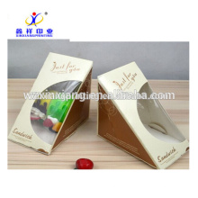China grau alimentício tirar a pirâmide em forma de janela clara caixas de papel sanduíche em copos de papel